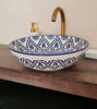Picture of CUSTOMIZABLE Blue & White Ceramic Vessel / Drop In Sink, Bathroom Ceramic Sink Bowl, HandPainted Ceramic Basin, Bathroom Remodeling