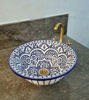 Picture of CUSTOMIZABLE Blue & White Ceramic Vessel / Drop In Sink, Bathroom Ceramic Sink Bowl, HandPainted Ceramic Basin, Countertop Vessel sink
