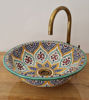 Picture of Handmade Moroccan Ceramic Bathroom Sink – Bohemian Mid-Century Washbasin for Vanity or Countertop Installation