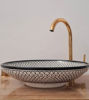 Picture of Fish Scales Moroccan Bathroom Sink | Mid Century Modern Shallow Ceramic Washbasin