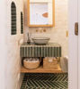 Picture of Fish Scales Moroccan Sink – Handcrafted Mid-Century Modern Vanity Basin with Brushed Solid Brass Rim – Farmhouse Minimalist Bathroom Decor