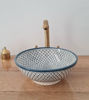 Picture of Teal Blue Handcrafted London Bathroom Basin - Modern Fish Scales Minimalist Design