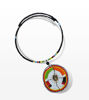 Colorful Maasai necklace with a circular design, handcrafted with beads and a cowrie shell, reflecting traditional tribal craftsmanship.