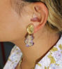 Picture of Gold Plated Amethyst Dangling Earrings | Lightweight Stone Drop Earrings