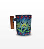 Picture of Multicolored Floral Turkish Ceramic Coffee Mug - Handcrafted Rosewood Handle