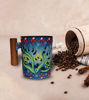 Picture of Multicolored Floral Turkish Ceramic Coffee Mug - Handcrafted Rosewood Handle