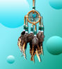 Intricately woven dream catcher featuring feathers and beads, designed to filter negative energies and invite peace.