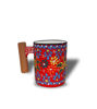 Picture of Floral Turkish Ceramic Coffee Mug - Multicolored Handcrafted Mug with Rosewood Handle