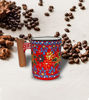 Picture of Floral Turkish Ceramic Coffee Mug - Multicolored Handcrafted Mug with Rosewood Handle