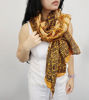Picture of Hand-painted Orange Floral Raw Silk Shawl - Indian Silk Scarf Gifts for Her