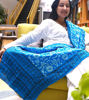 Picture of Hand-Painted Lagoon Blue Silk Shawl – Artisan-Made Indian Scarf