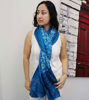 Picture of Hand-Painted Lagoon Blue Silk Shawl – Artisan-Made Indian Scarf
