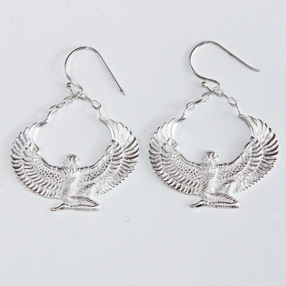 Picture of Silver-Dipped Isis Wing Earrings | Handmade Egyptian Goddess Jewelry