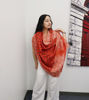 Picture of Hand-Painted Red Silk Shawl – Indian Designer Silk Scarf for Women