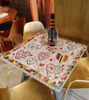 Picture of Mosaic Colorful Hearts Table; Square marble mosaic table for Valentine's day; Marble and tile mosaic table, Lovers hearts good vibes table