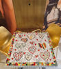 Picture of Mosaic Colorful Hearts Table; Square marble mosaic table for Valentine's day; Marble and tile mosaic table, Lovers hearts good vibes table