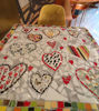 Picture of Mosaic Colorful Hearts Table; Square marble mosaic table for Valentine's day; Marble and tile mosaic table, Lovers hearts good vibes table