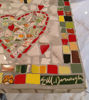 Picture of Mosaic Colorful Hearts Table; Square marble mosaic table for Valentine's day; Marble and tile mosaic table, Lovers hearts good vibes table