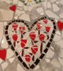 Picture of Mosaic Colorful Hearts Table; Square marble mosaic table for Valentine's day; Marble and tile mosaic table, Lovers hearts good vibes table