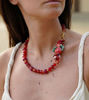 Picture of Handmade Pomegranate Necklace with Carnelian, Red Agate & River Pearls – Ceramic & Gold-Plated Jewelry