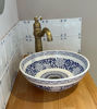 Picture of Hand-painted Custom Made Blue Vessel Sink with Customization Options