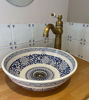 Picture of Hand-painted Custom Made Blue Vessel Sink with Customization Options