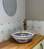 Picture of Hand-painted Custom Made Blue Vessel Sink with Customization Options