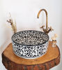 Picture of Custom Modern Bathroom Sink with Intricate Black Floral Patterns