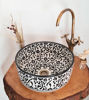 Picture of Custom Modern Bathroom Sink with Intricate Black Floral Patterns