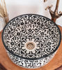 Picture of Custom Modern Bathroom Sink with Intricate Black Floral Patterns