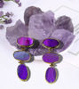 Picture of Purple Gum Drop  Earrings With Natural Stone Earrings Gold Plated Brass Earrings For Gifts