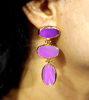 Picture of Purple Gum Drop  Earrings With Natural Stone Earrings Gold Plated Brass Earrings For Gifts