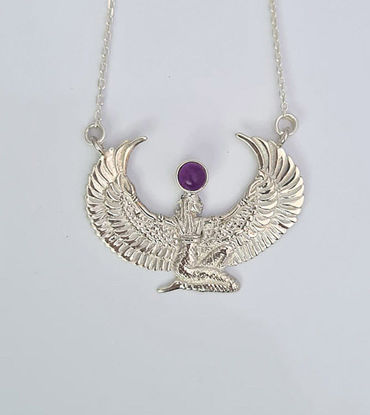 Picture of Small Silver Amethyst Isis Goddess Necklace or Headpiece