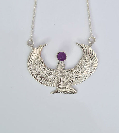 Picture of Small Silver Amethyst Isis Goddess Necklace or Headpiece