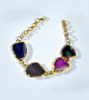 Picture of Multicolored Stone Gold-Plated Bangle Bracelet | Handmade Artisan Jewelry | Amethyst & Precious Gemstone Gifts