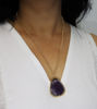 Picture of Raw Amethyst Pendant With Chain Purple Semi-precious Stone Pendant Necklace Artisan Made Handmade Gifts For Her