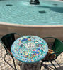 Picture of GOOD VIBE original round mosaic table, patio table; bistro table; coffee table; handmade mosaic table; Portuguese tile mosaic table