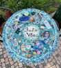 Picture of GOOD VIBE original round mosaic table, patio table; bistro table; coffee table; handmade mosaic table; Portuguese tile mosaic table