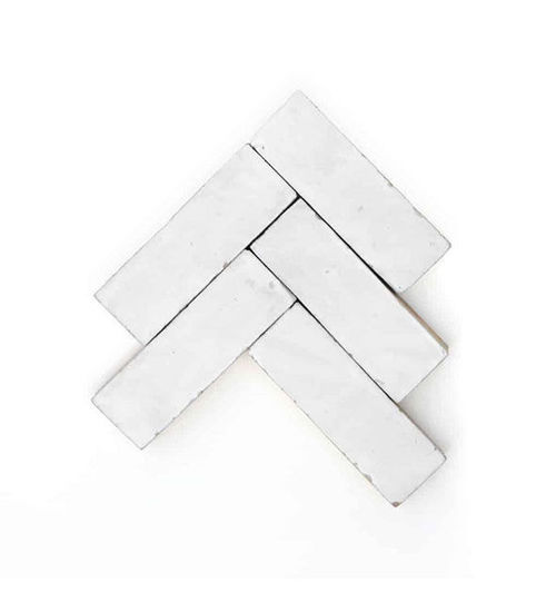 Picture of Custom Made Off-White Zellige Backsplash Tiles 5” x 2” – Handmade Moroccan Tiles (Per Sq Ft)