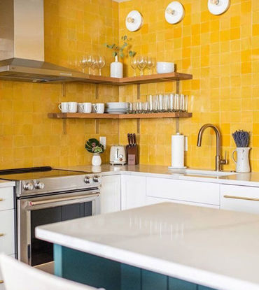 Picture of Custom Made Yellow Zellige Backsplash 4" x 4" (Perf Sqft)