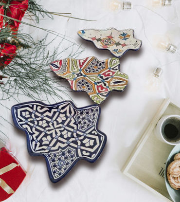 Picture of Christmas Tree Plates • Xmas Handmade Decorative Plates • Ceramic Holiday Decor