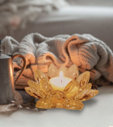 Picture of Crystal Lotus Candle Holder • Tea Light Candlestick • Elegant Home Decor & Gift Idea