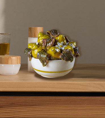 Picture of Handcrafted Ceramic Centerpiece with Lemons, Flowers, and Leaves – Artisan Vase from Florence, Italy