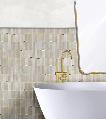 Picture of Luxurious Custom Zellige Tiles with Gold Accents (Per Sqft)