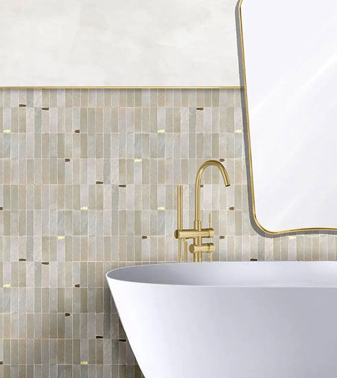 Picture of Luxurious Custom Zellige Tiles with Gold Accents (Per Sqft)