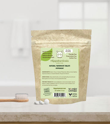 Picture of Natural Peppermint Toothpaste Tablets in Compostable Pouch (60 tablets each)