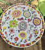 Picture of Cheerful, floral, colorful mosaic patio tabletop; garden tabletop; bistro tabletop; coffee tabletop. Whimsical mosaic tabletop with flowers.