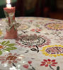 Picture of Cheerful, floral, colorful mosaic patio tabletop; garden tabletop; bistro tabletop; coffee tabletop. Whimsical mosaic tabletop with flowers.