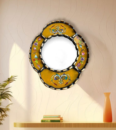 Picture of Accent Decorative Peruvian Mirror 9" • Colonial Style Wall Art • Hand-Painted Glass & Bronze Leaf