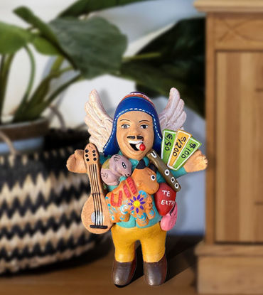 Picture of Angelical Ekeko 7" • Handmade God of Abundance Doll for Prosperity and Good Luck